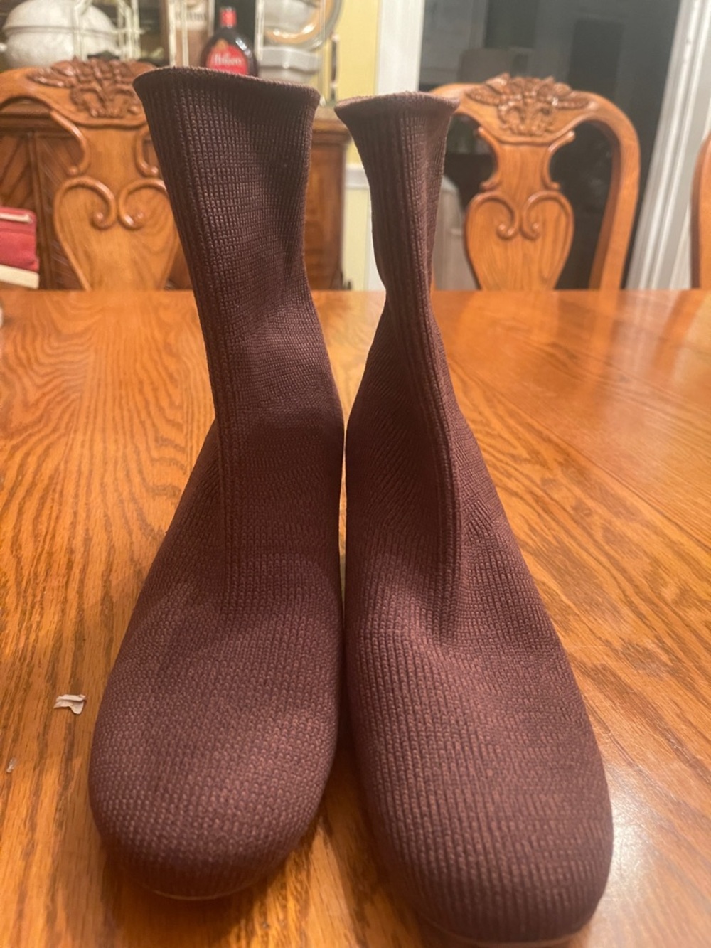 Vince Brown Knit Sock Boot
